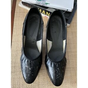 Freed of London VTG Black Ballroom Dancing Shoes Silver Sparkle Sz 8